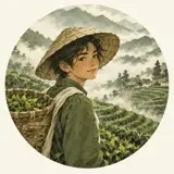 读者茶山上下来的的头像插画