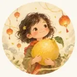 读者拾果子的小孩的头像插画