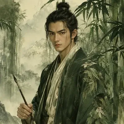 顾清禾作者头像，竹林背景古风插画